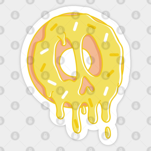 Dripping Donut Skull (Lemon) Sticker by rarpoint